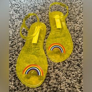 KATY PERRY YELLOW RAINBOW JELLY SANDALS SIZE 9